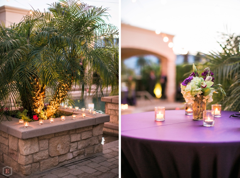 Beautiful Wine eggplant colored and Turqouise Peacock themed destination wedding at a Private Estate in La Quinta California