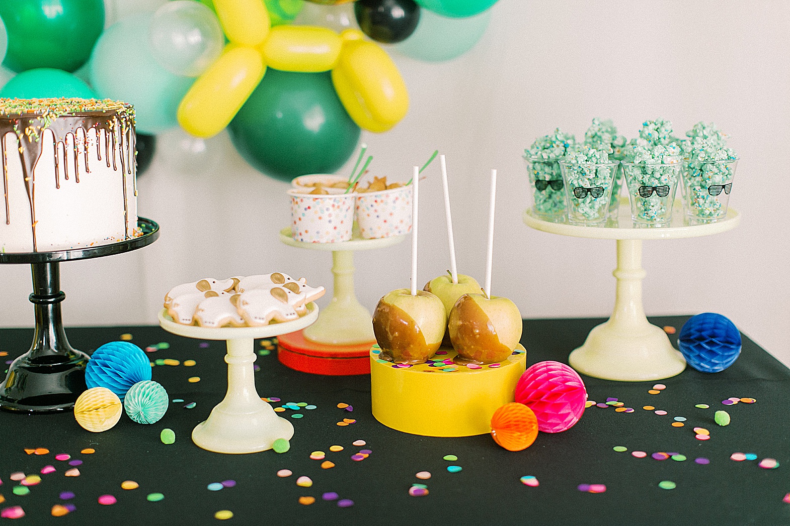 Color Confetti Balloon Animal Birthday Dessert Table