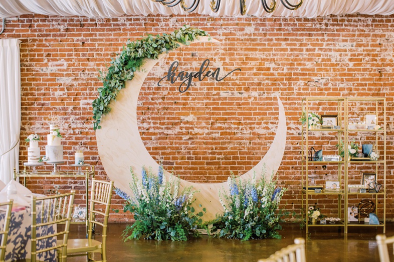 Wooden Moon Cut out Backdrop